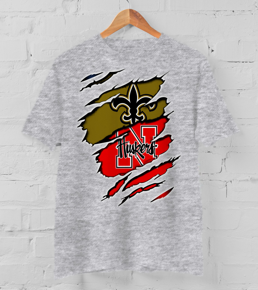 New Orleans Saints Nebraska Huskers Claw Marks T-Shirt