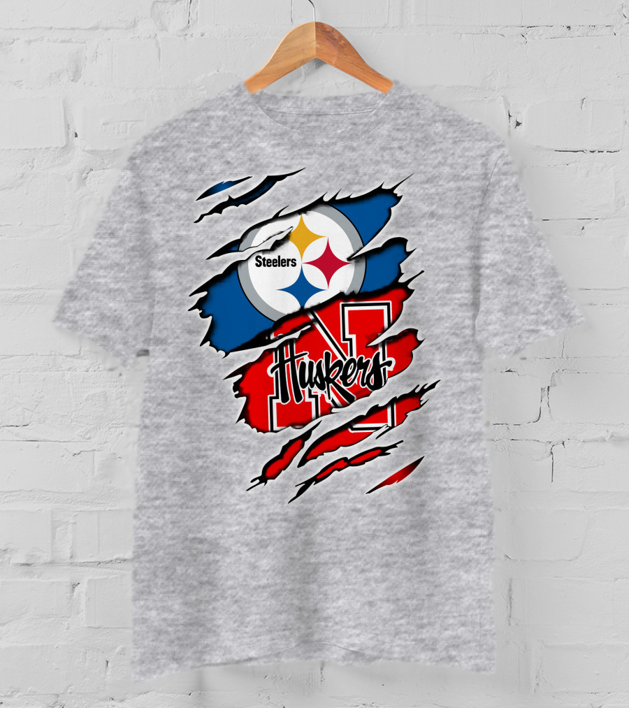 Steelers Huskers Torn Logo Fan Combination T-Shirt