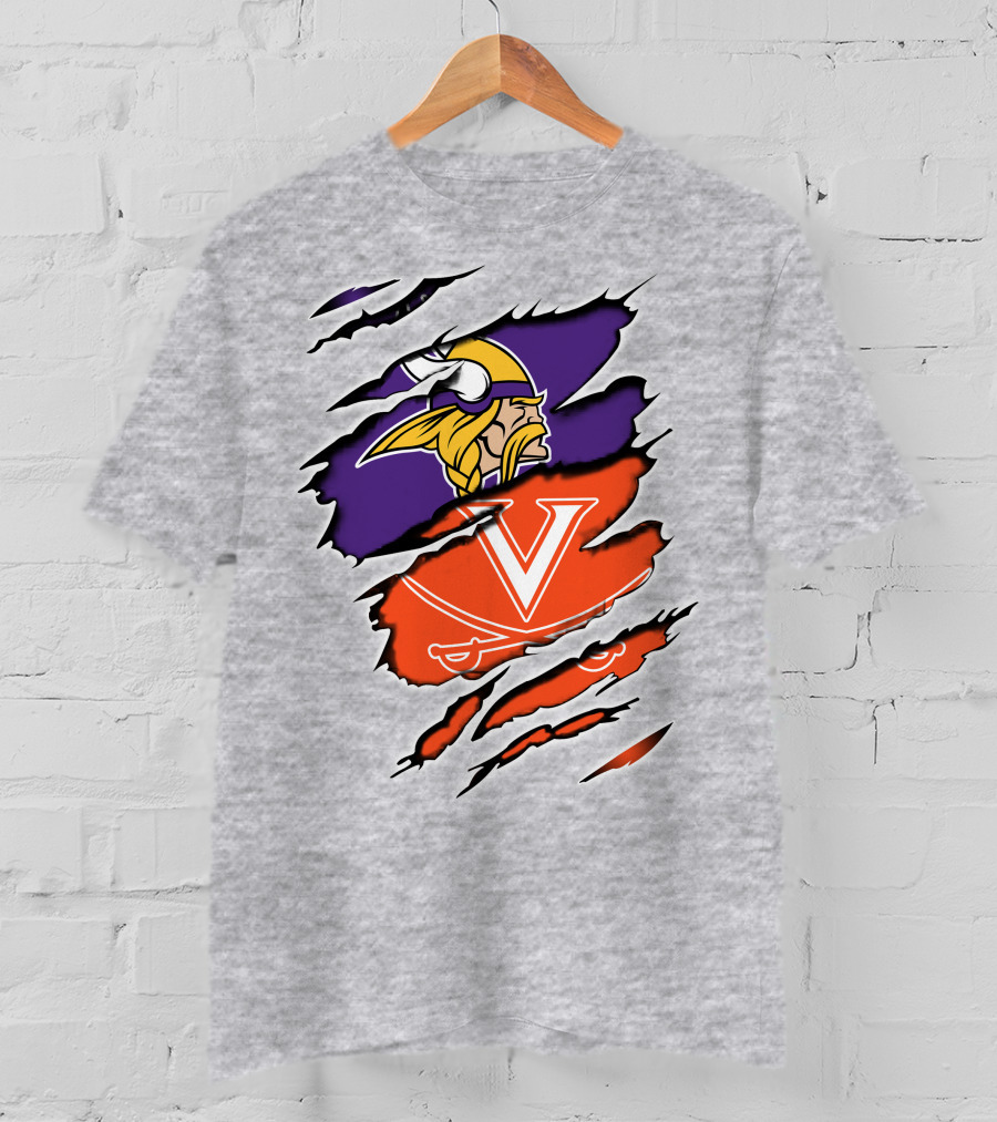 Minnesota Vikings Virginia Cavaliers Crossover T-Shirt