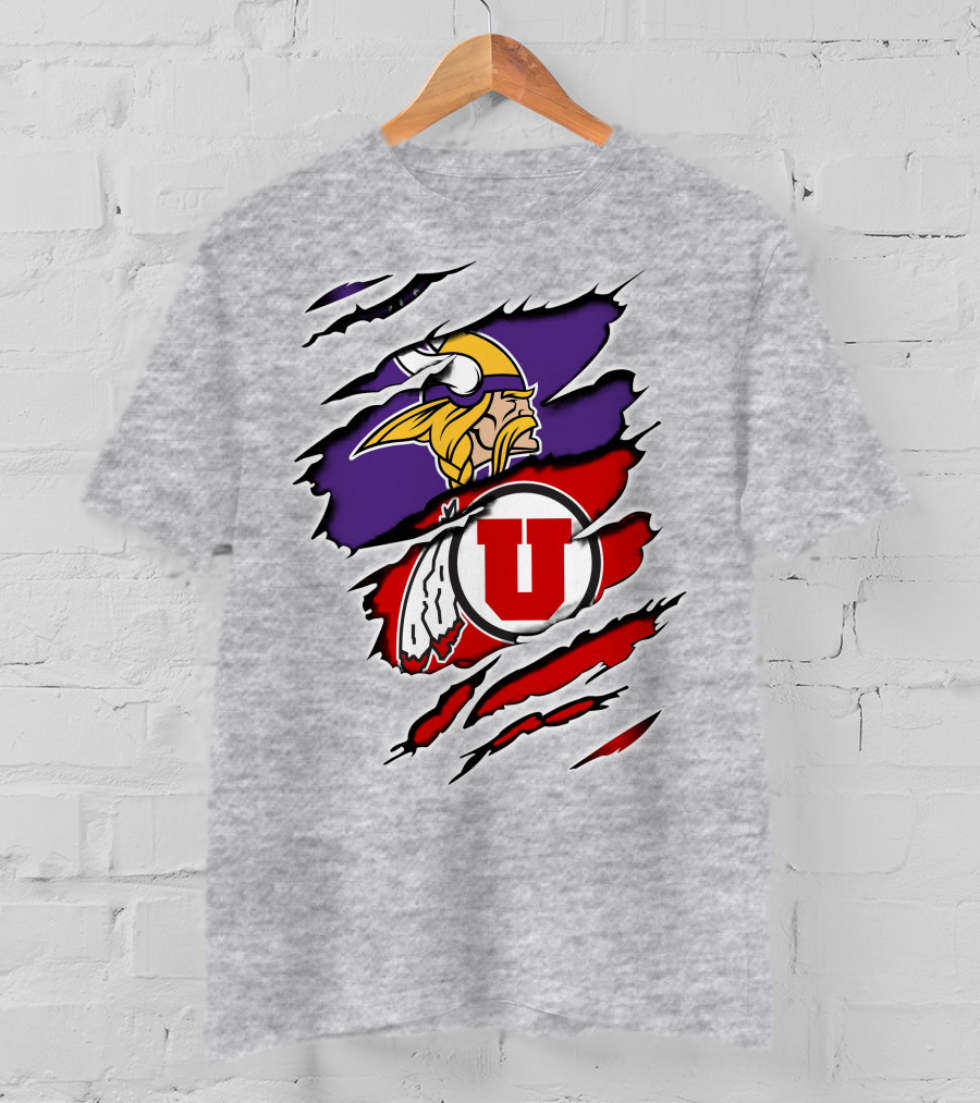 Minnesota Vikings Utah Utes Crossover Emblem T-Shirt