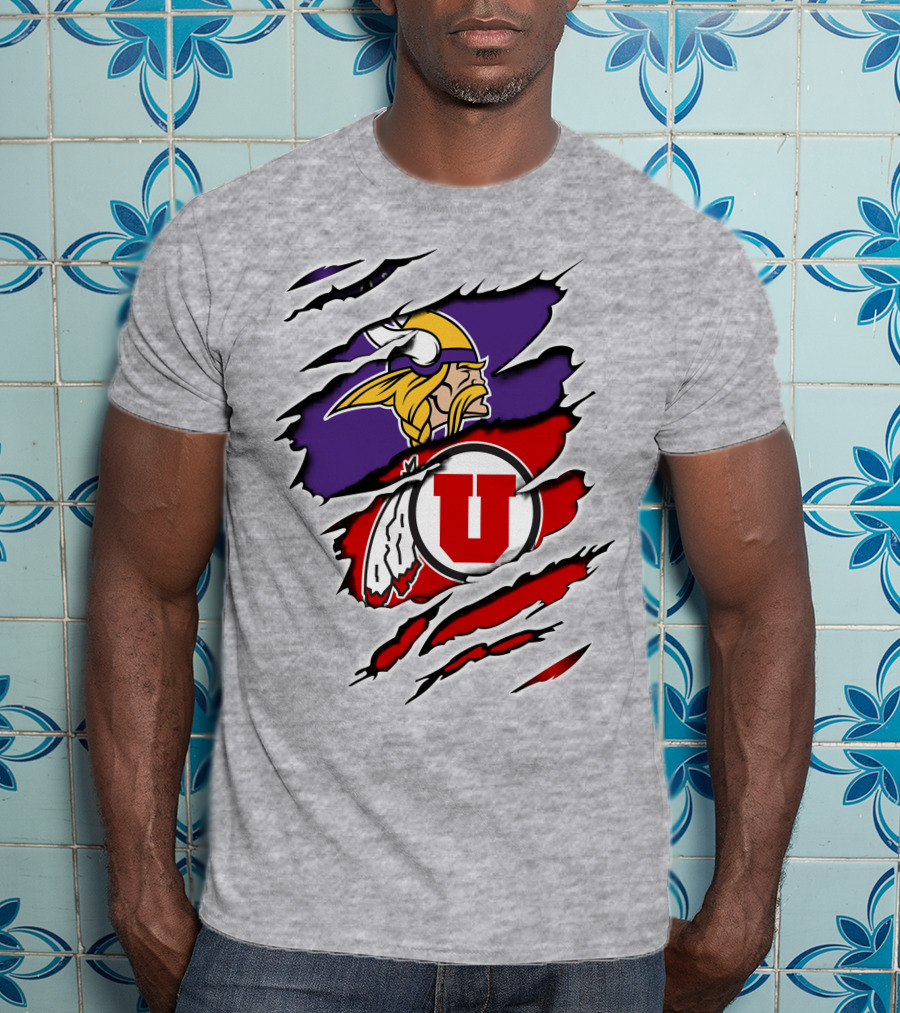 Minnesota Vikings Utah Utes Crossover Emblem T-Shirt