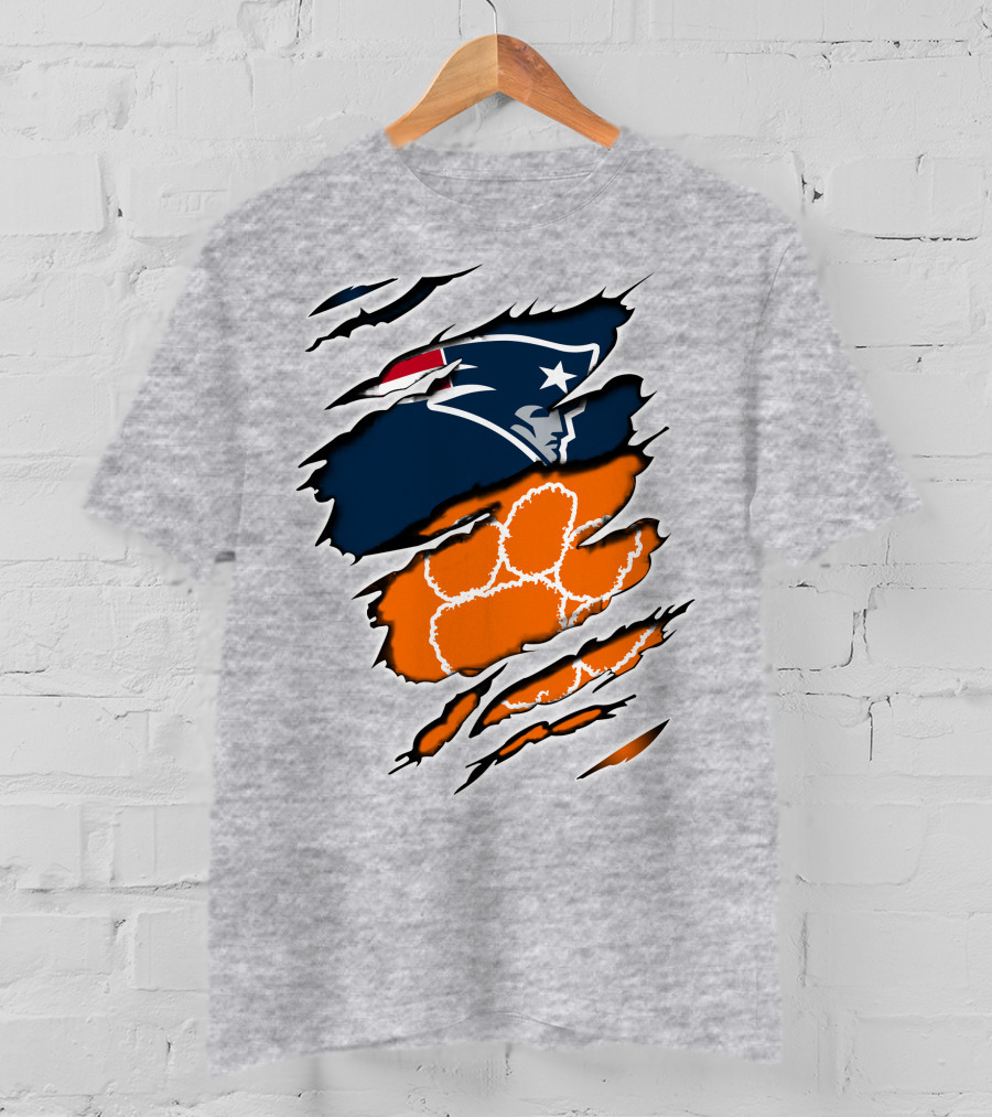 Patriots Clemson Tiger Paw Logo Fusion T-Shirt