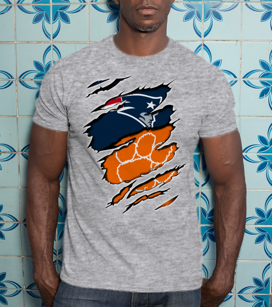 Patriots Clemson Tiger Paw Logo Fusion T-Shirt