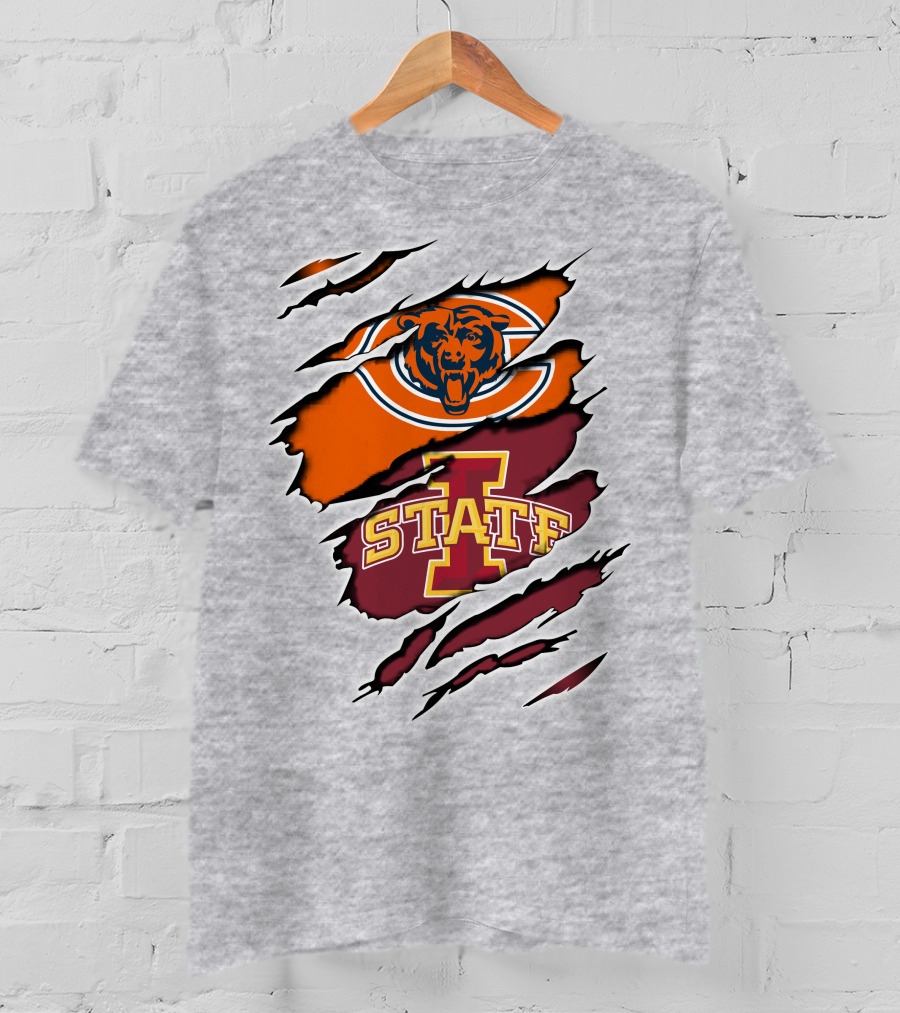 Chicago Bears Iowa State Cyclones Torn Claw T-Shirt