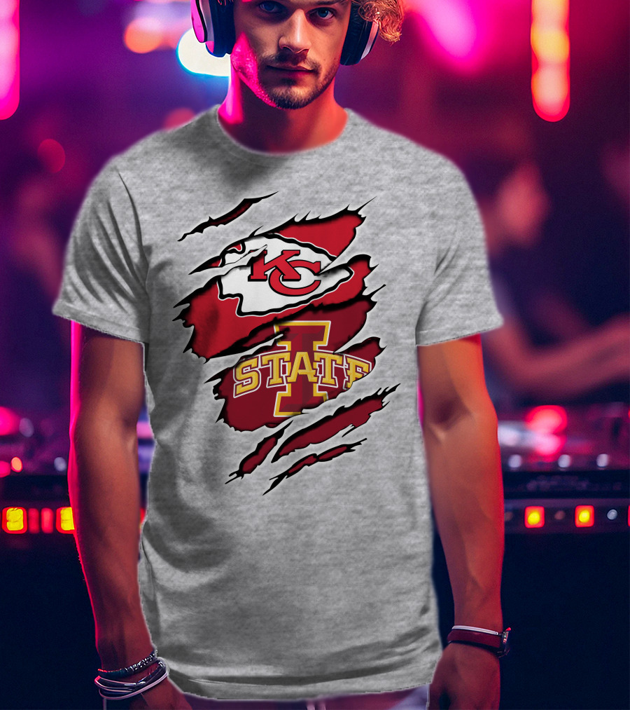 Chiefs Iowa State Kc Cyclones Logo Fusion Vintage Style T-Shirt