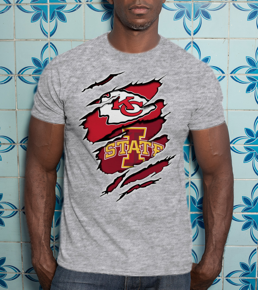 Chiefs Iowa State Kc Cyclones Logo Fusion Vintage Style T-Shirt