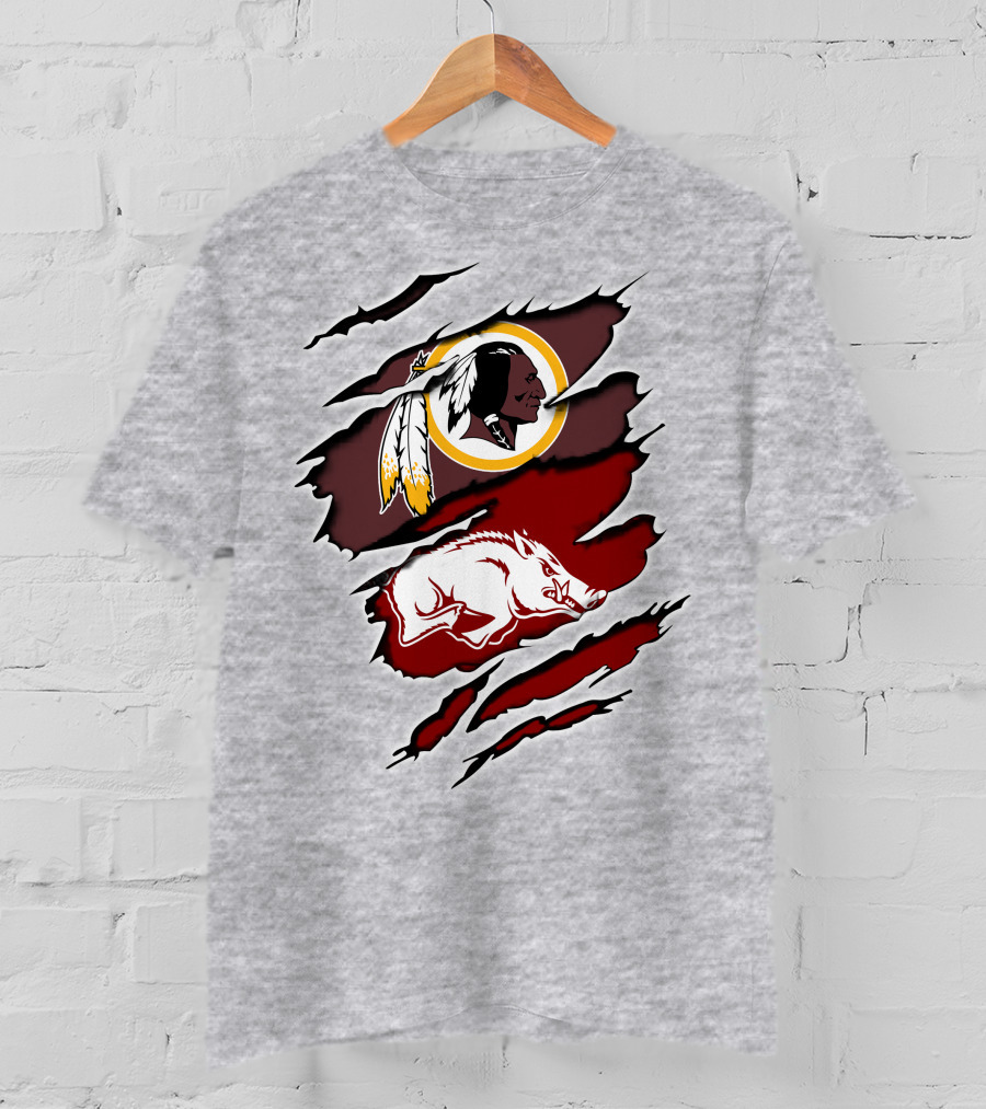 Washington Football Team Arkansas Razorbacks Ripped Claw T-Shirt