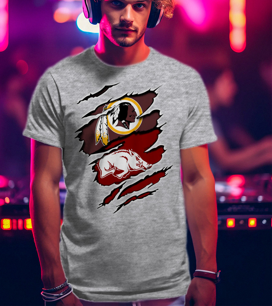 Washington Football Team Arkansas Razorbacks Ripped Claw T-Shirt