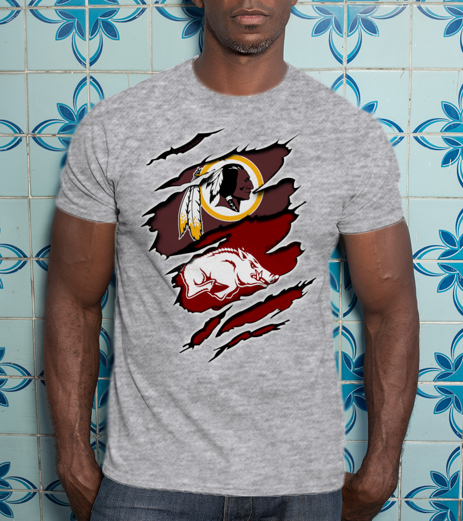 Washington Football Team Arkansas Razorbacks Ripped Claw T-Shirt