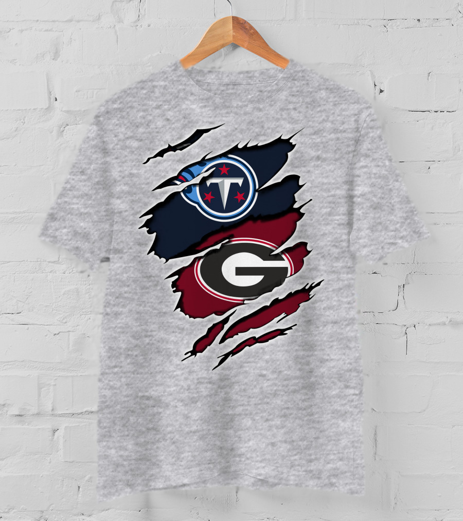 Tennessee Titans Georgia Bulldogs Claw Marks T-Shirt