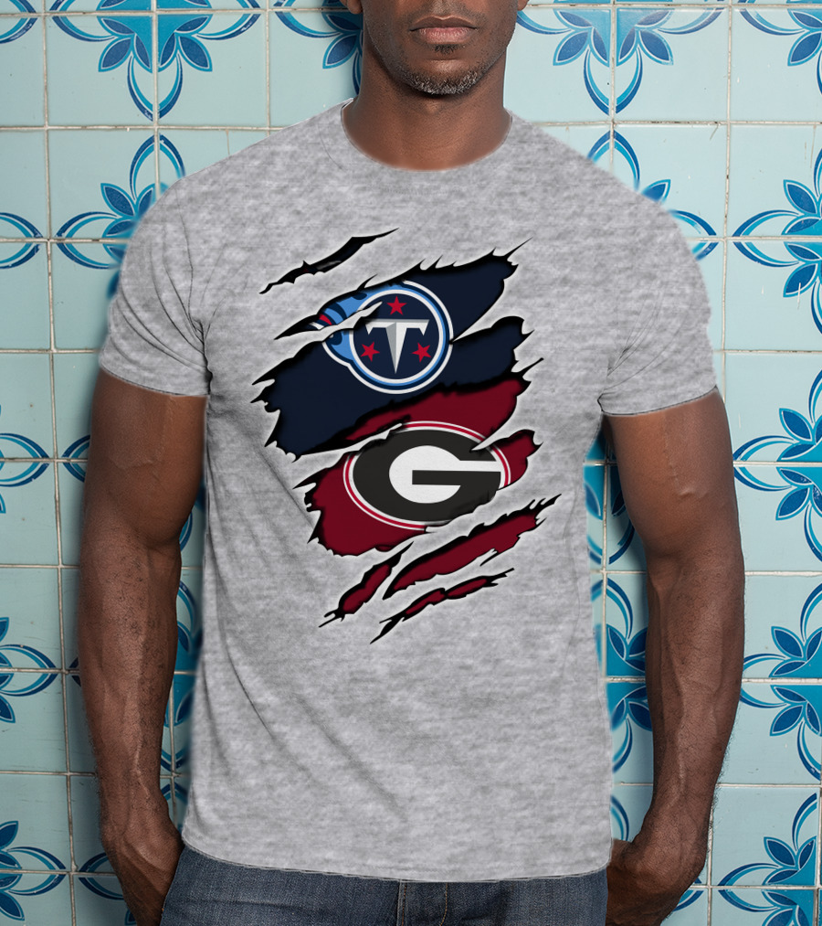 Tennessee Titans Georgia Bulldogs Claw Marks T-Shirt