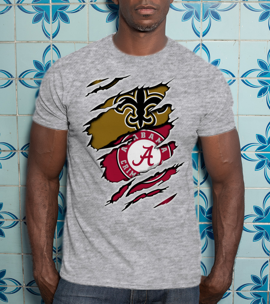 Saints Alabama Crimson Tide Fleur De Lis Claw Marks T-Shirt