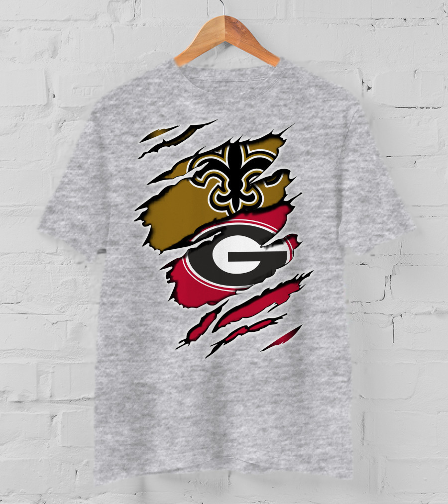 New Orleans Saints Fleur-De-Lis Georgia Bulldogs Logo Fusion T-Shirt