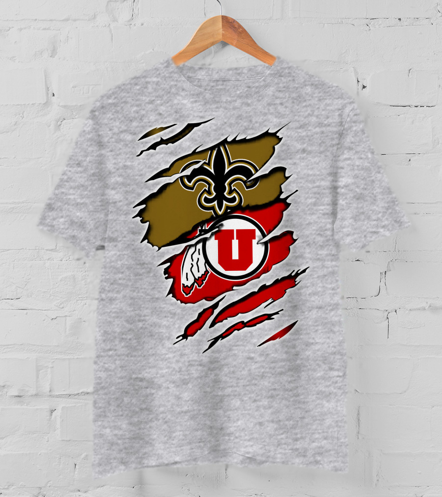 New Orleans Saints Utah Utes Fusion Fan Gear T-Shirt