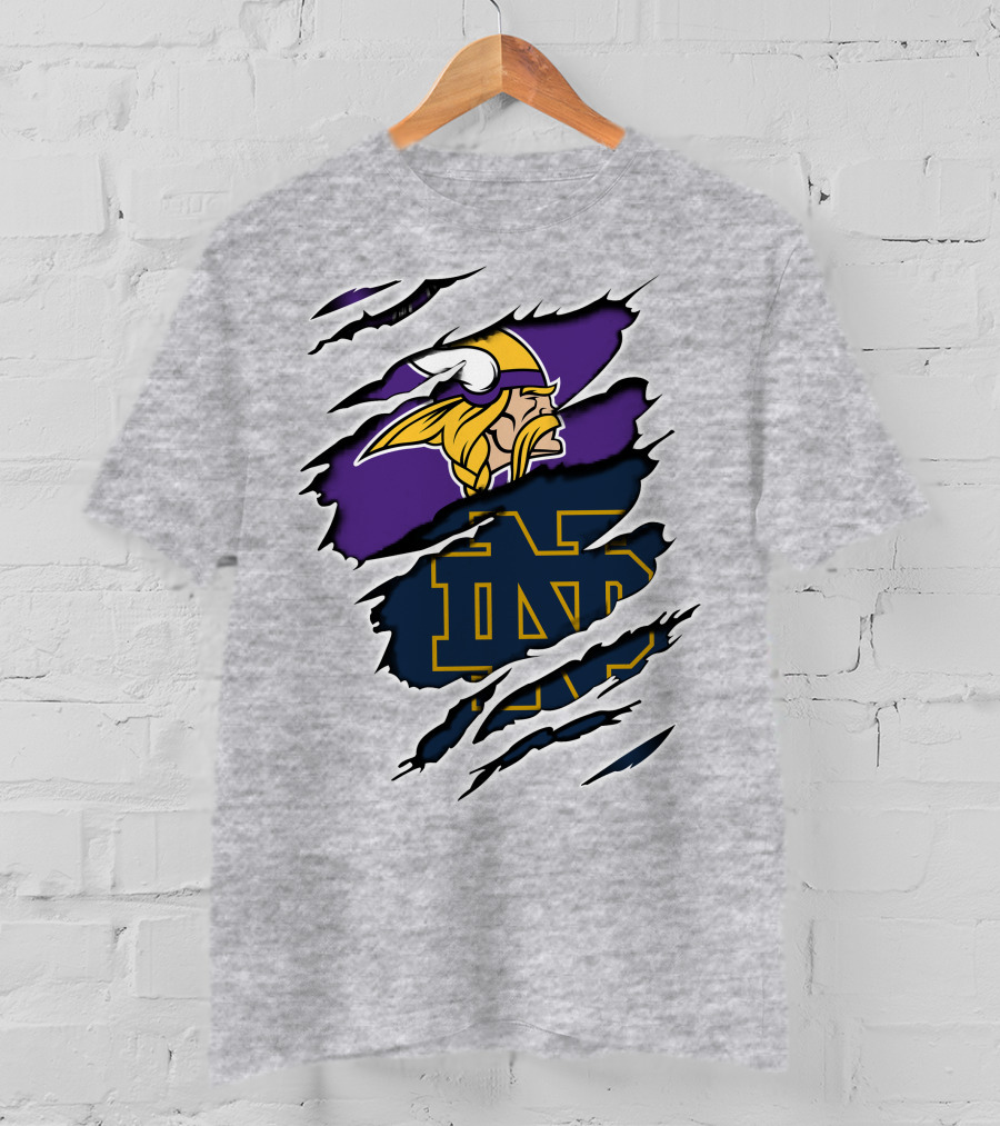 Minnesota Vikings Notre Dame Fighting Irish Collaboration T-Shirt