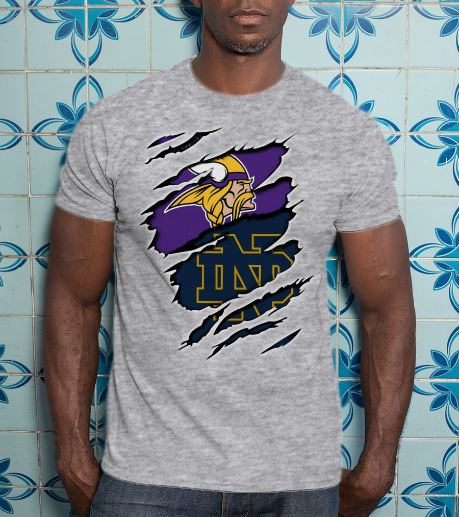 Minnesota Vikings Notre Dame Fighting Irish Collaboration T-Shirt