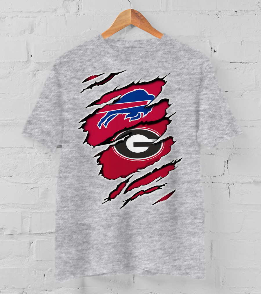Buffalo Bills Georgia Bulldogs Claw Marks Fan Mashup Logo Emblem T-Shirt