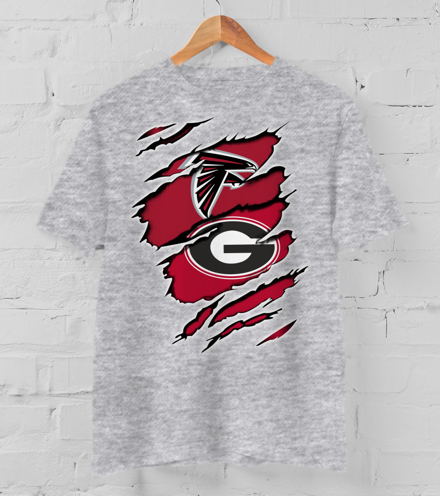 Atlanta Falcons Georgia Bulldogs Claw Mark Logo Fusion T-Shirt
