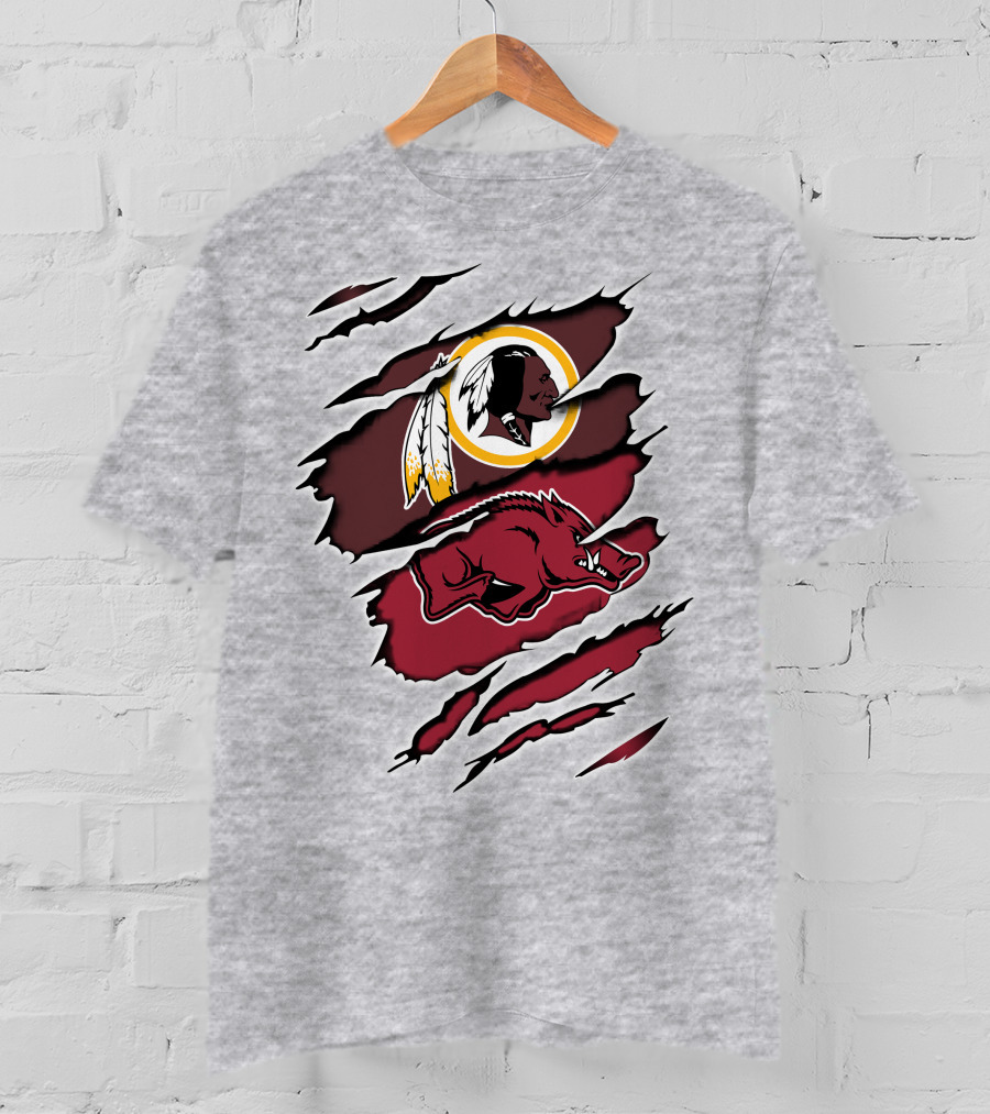 Redskins And Arkansas Razorbacks Claw T-Shirt