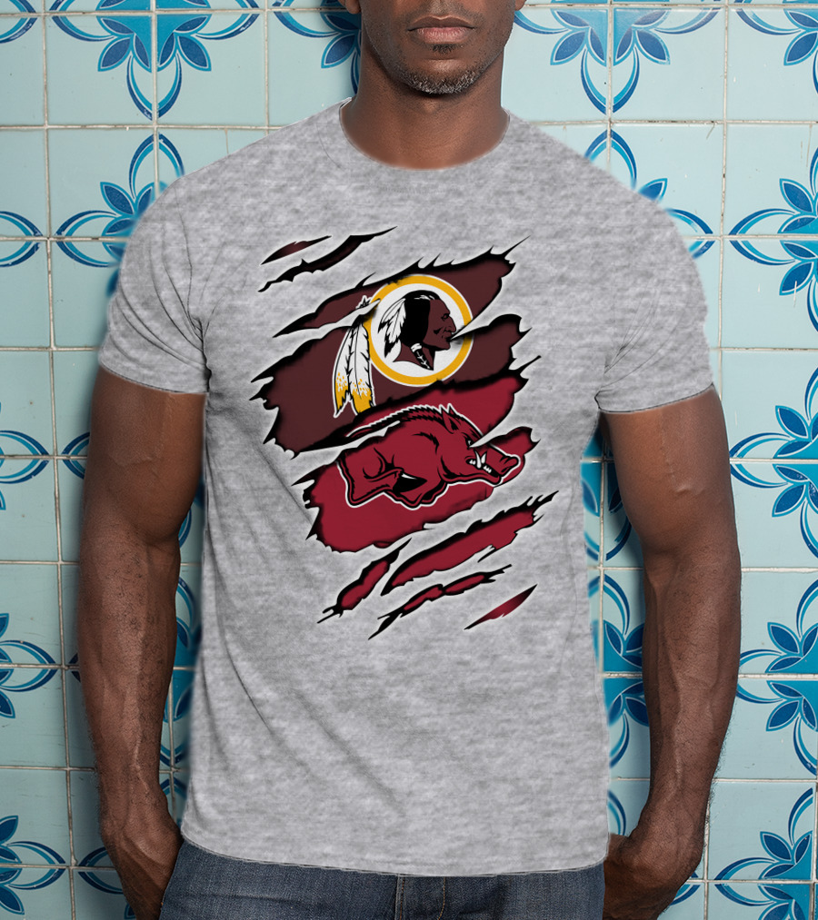 Redskins And Arkansas Razorbacks Claw T-Shirt