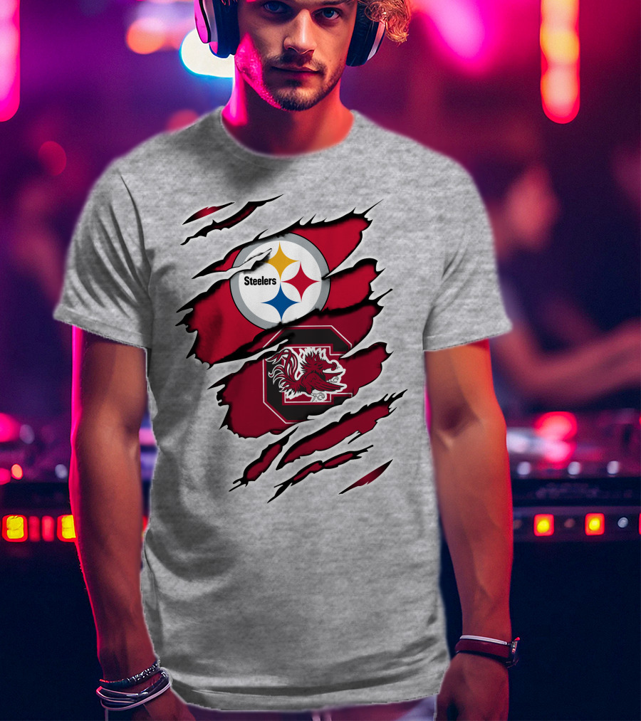 Steelers Gamecocks Ripped T-Shirt