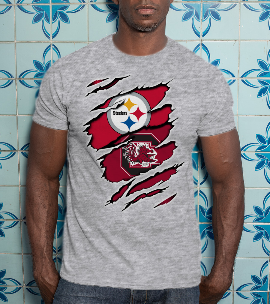 Steelers Gamecocks Ripped T-Shirt