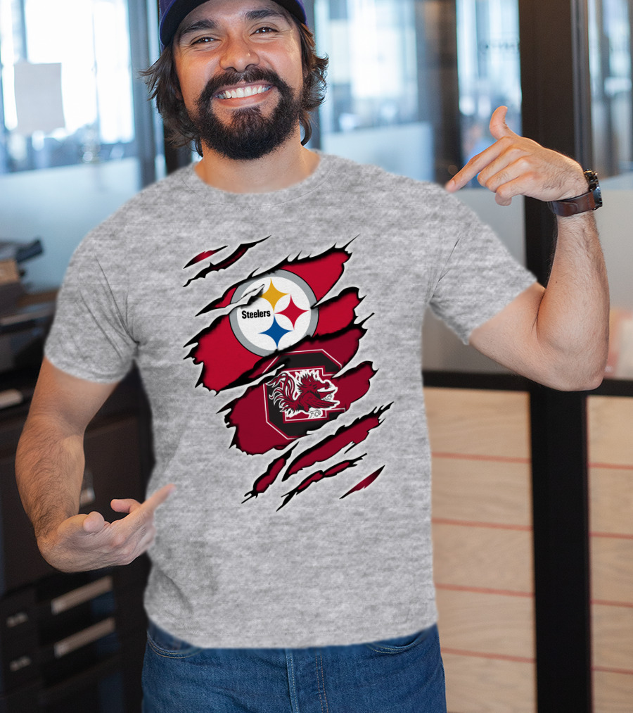 Steelers Gamecocks Ripped T-Shirt