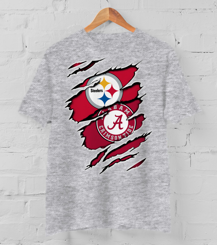 Steelers Alabama Crimson Tide Fan Logo Collaboration T-Shirt