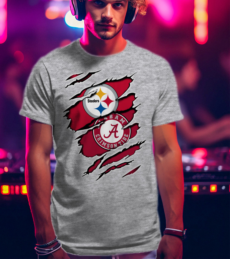Steelers Alabama Crimson Tide Fan Logo Collaboration T-Shirt
