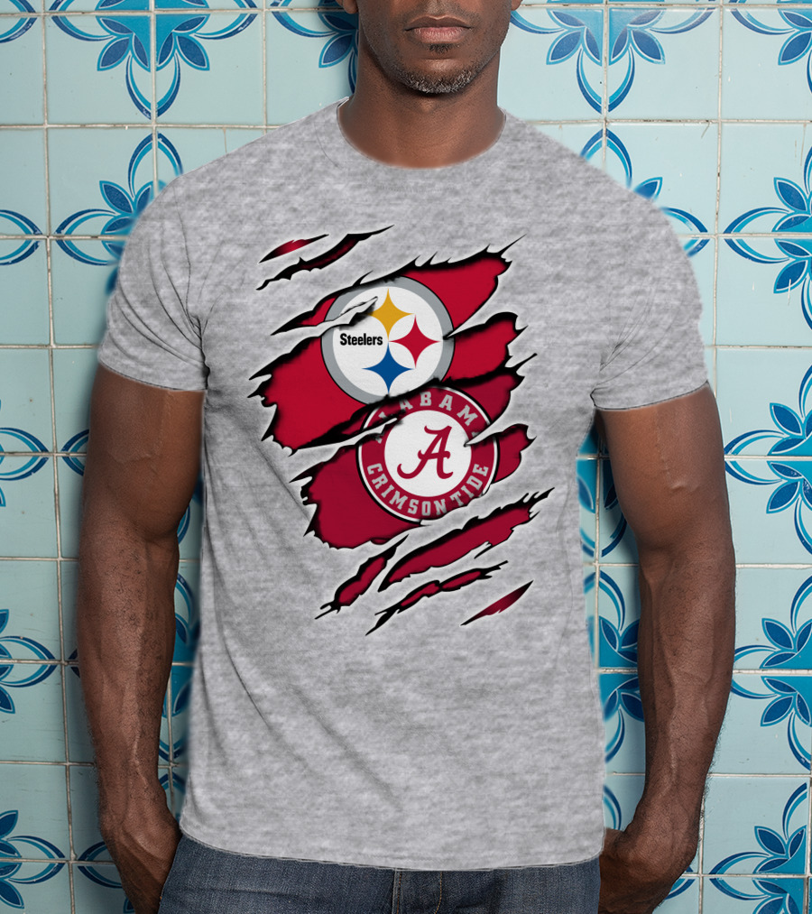 Steelers Alabama Crimson Tide Fan Logo Collaboration T-Shirt