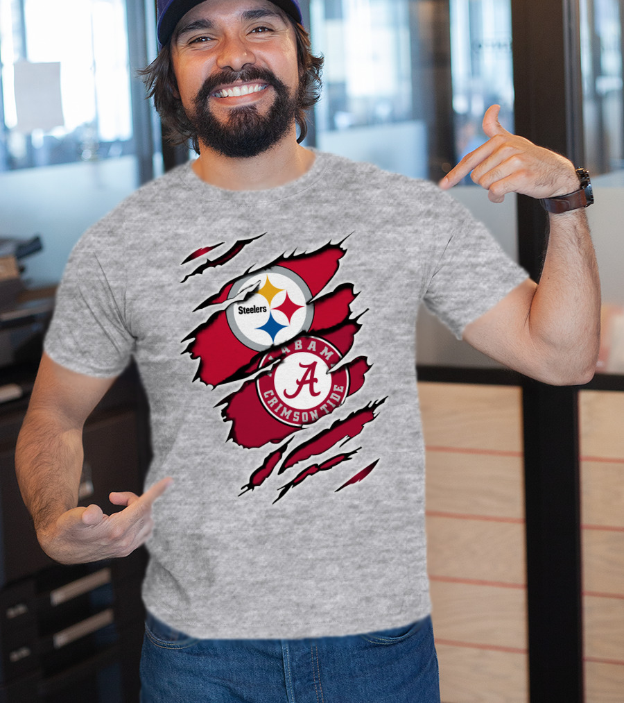Steelers Alabama Crimson Tide Fan Logo Collaboration T-Shirt