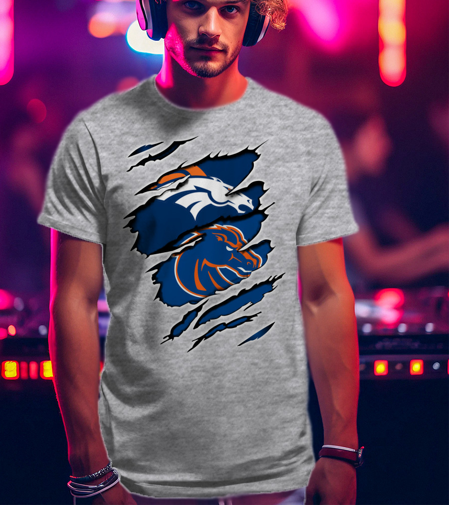 Broncos Boise Blue And Orange Horse T-Shirt