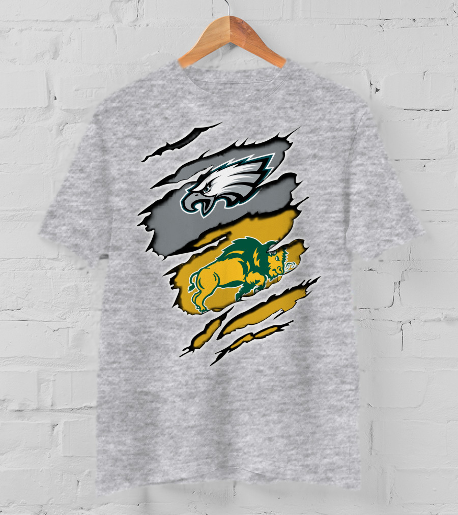 Eagles Dakota Bison Football Fusion Ripped Claw T-Shirt