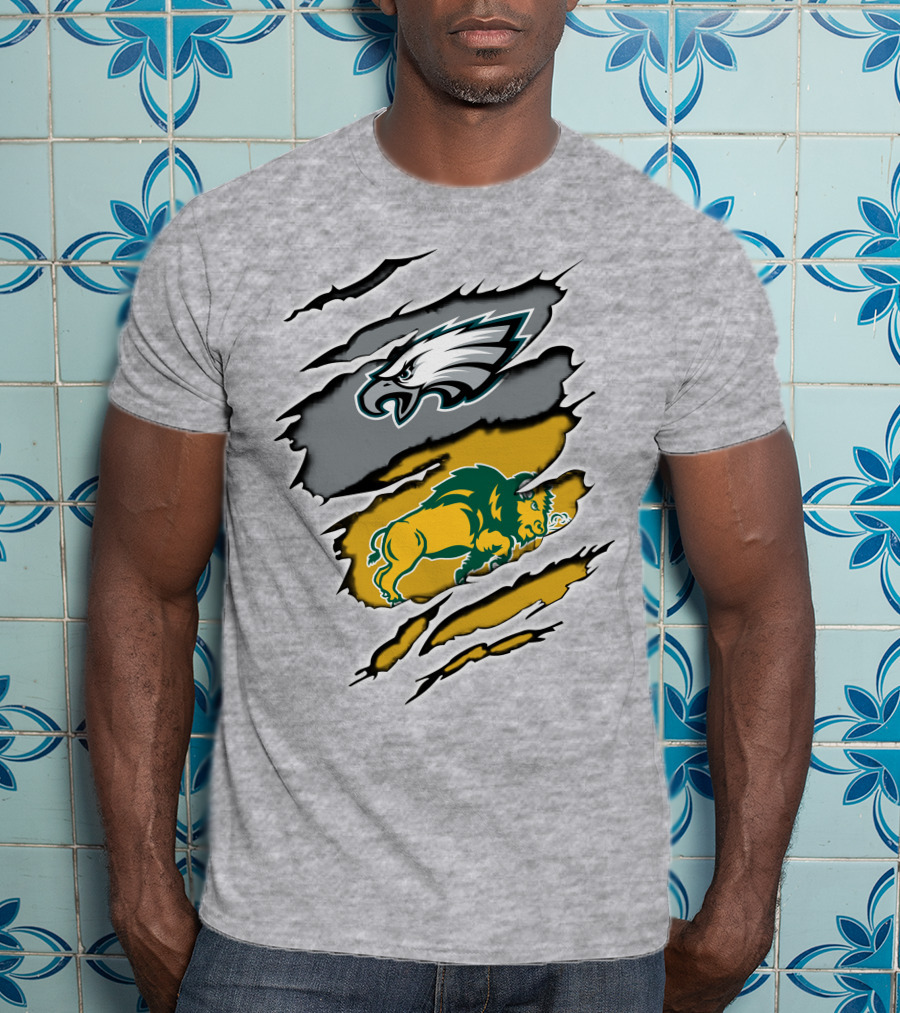 Eagles Dakota Bison Football Fusion Ripped Claw T-Shirt