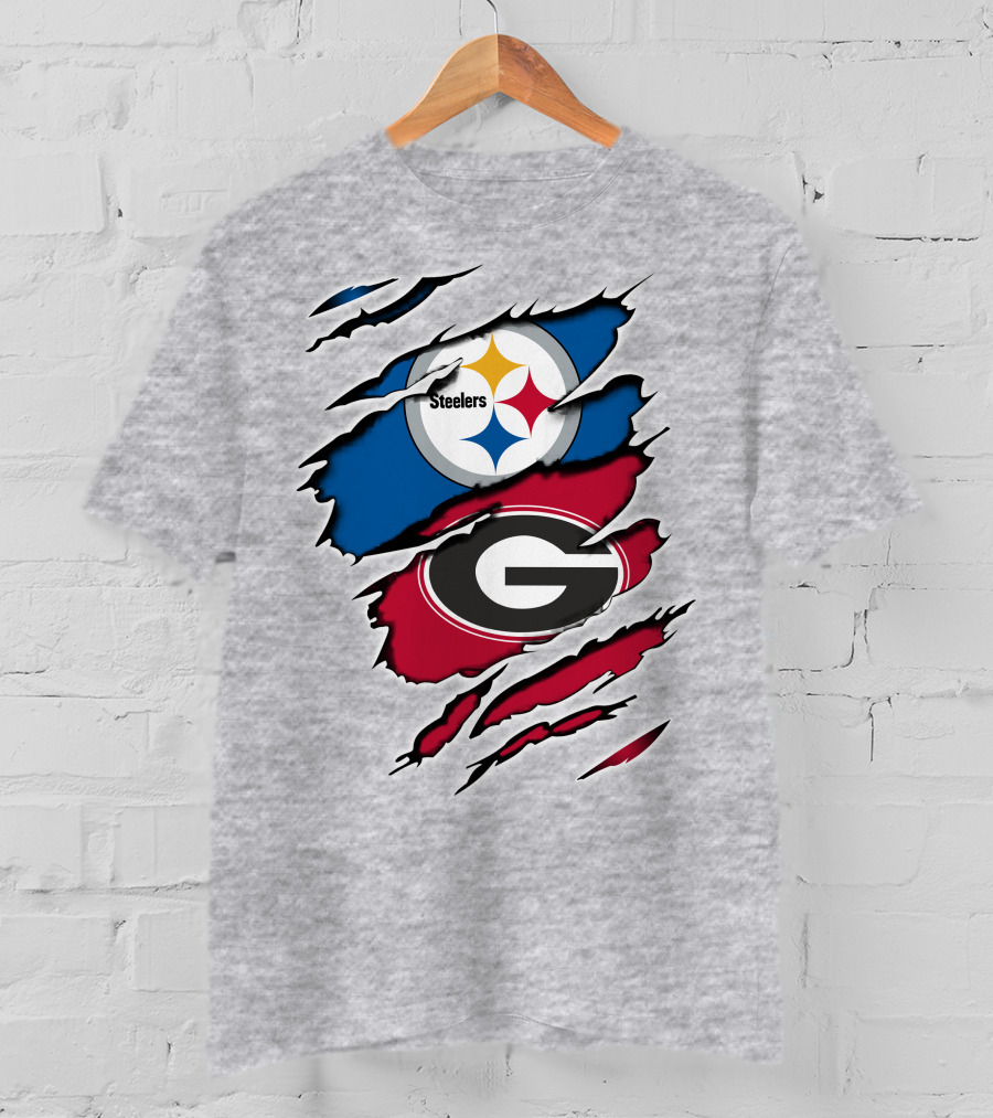 Steelers Georgia Bulldogs Fan Crossover T-Shirt