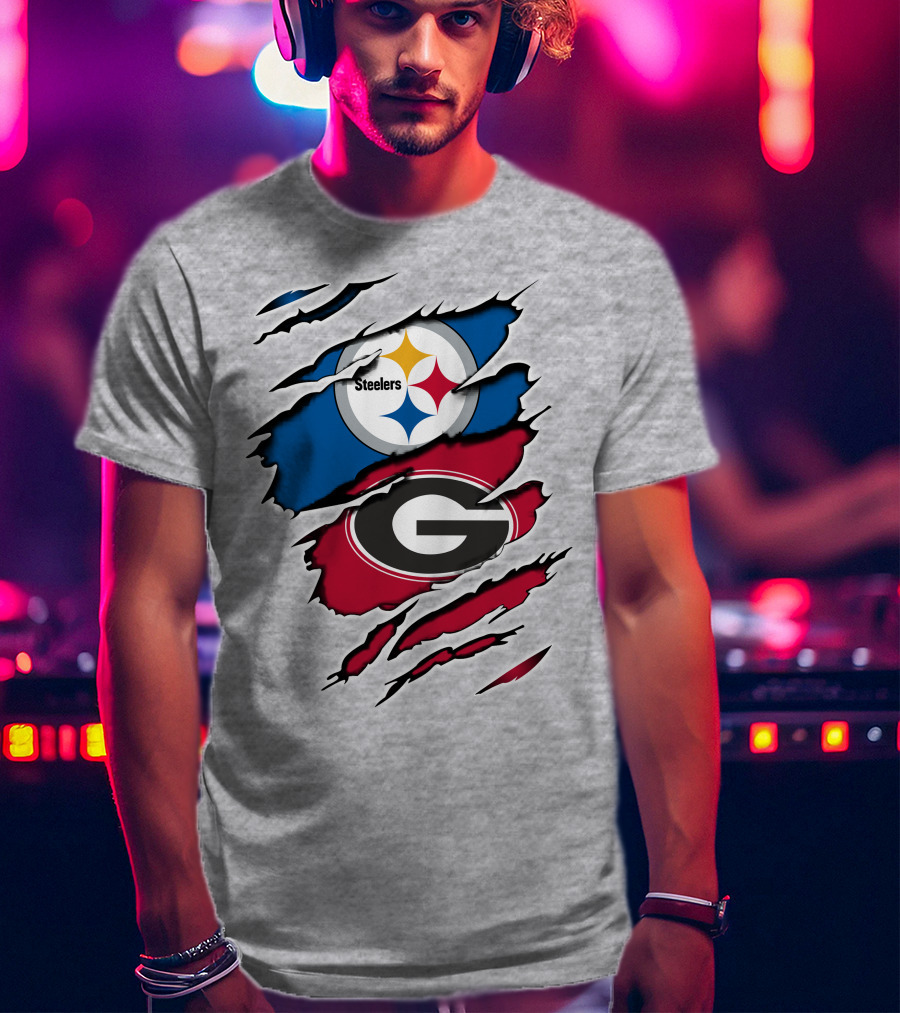 Steelers Georgia Bulldogs Fan Crossover T-Shirt