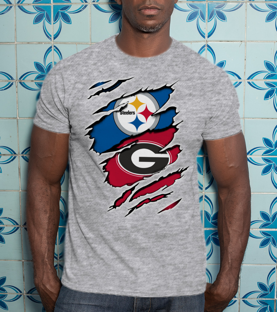Steelers Georgia Bulldogs Fan Crossover T-Shirt