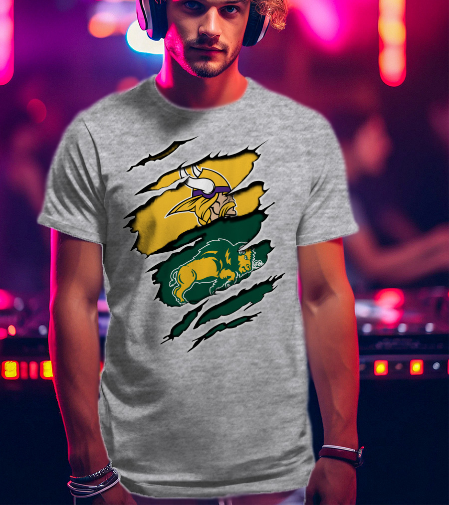 Minnesota Vikings North Dakota State Bison Claw Marks T-Shirt