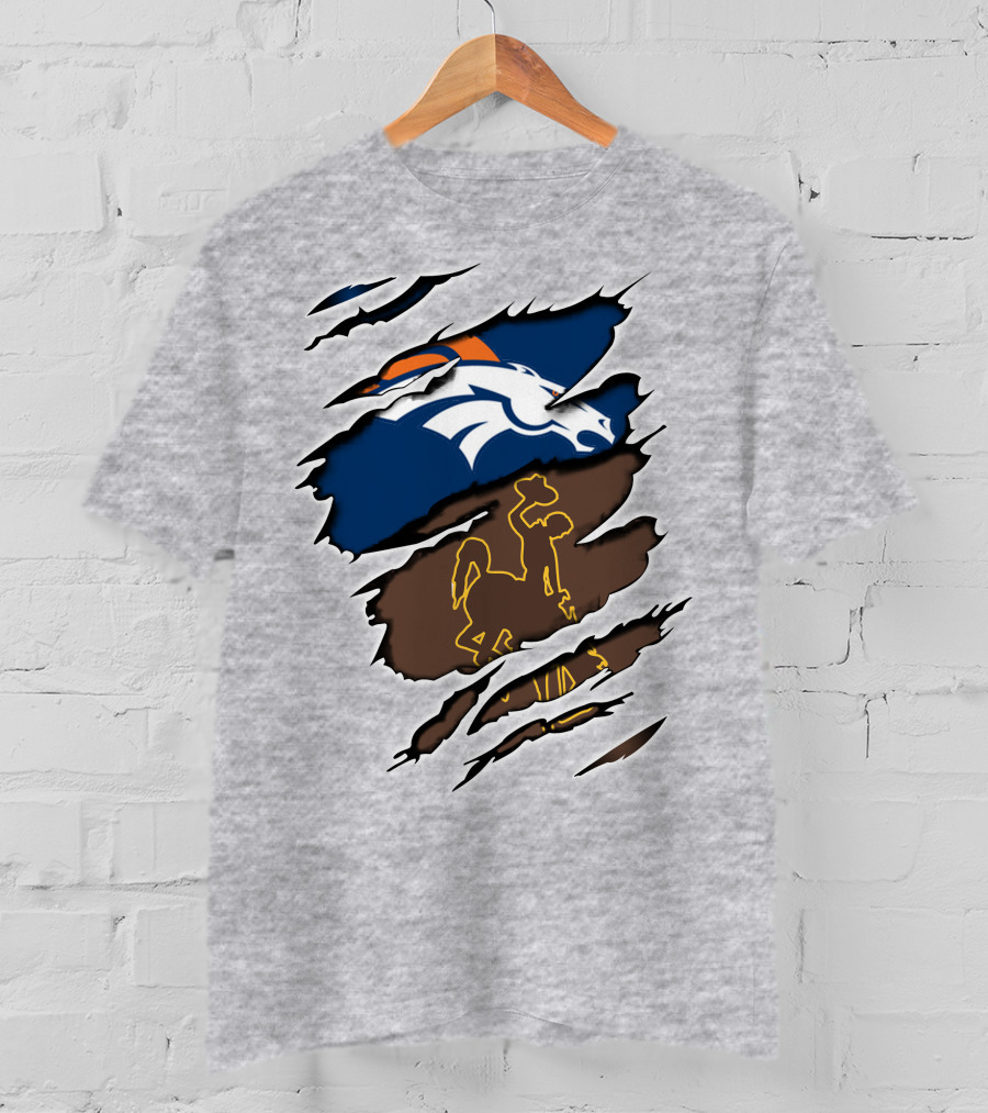 Denver Broncos Wyoming Cowboy Logo Fusion T-Shirt