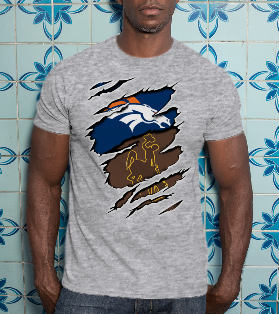 Denver Broncos Wyoming Cowboy Logo Fusion T-Shirt
