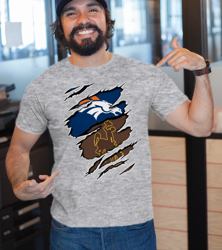 Denver Broncos Wyoming Cowboy Logo Fusion T-Shirt