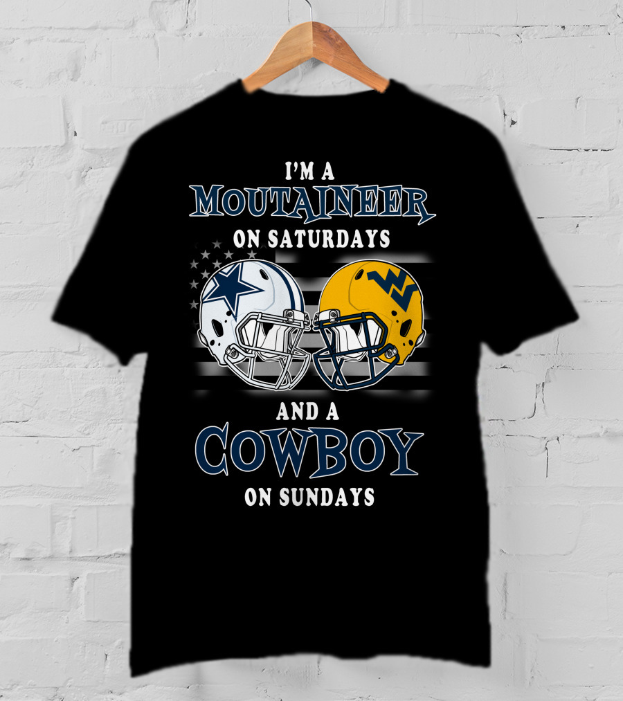 I'm A Mountaineer On Saturdays And A Cowboy On Sundays Helmet T-Shirt