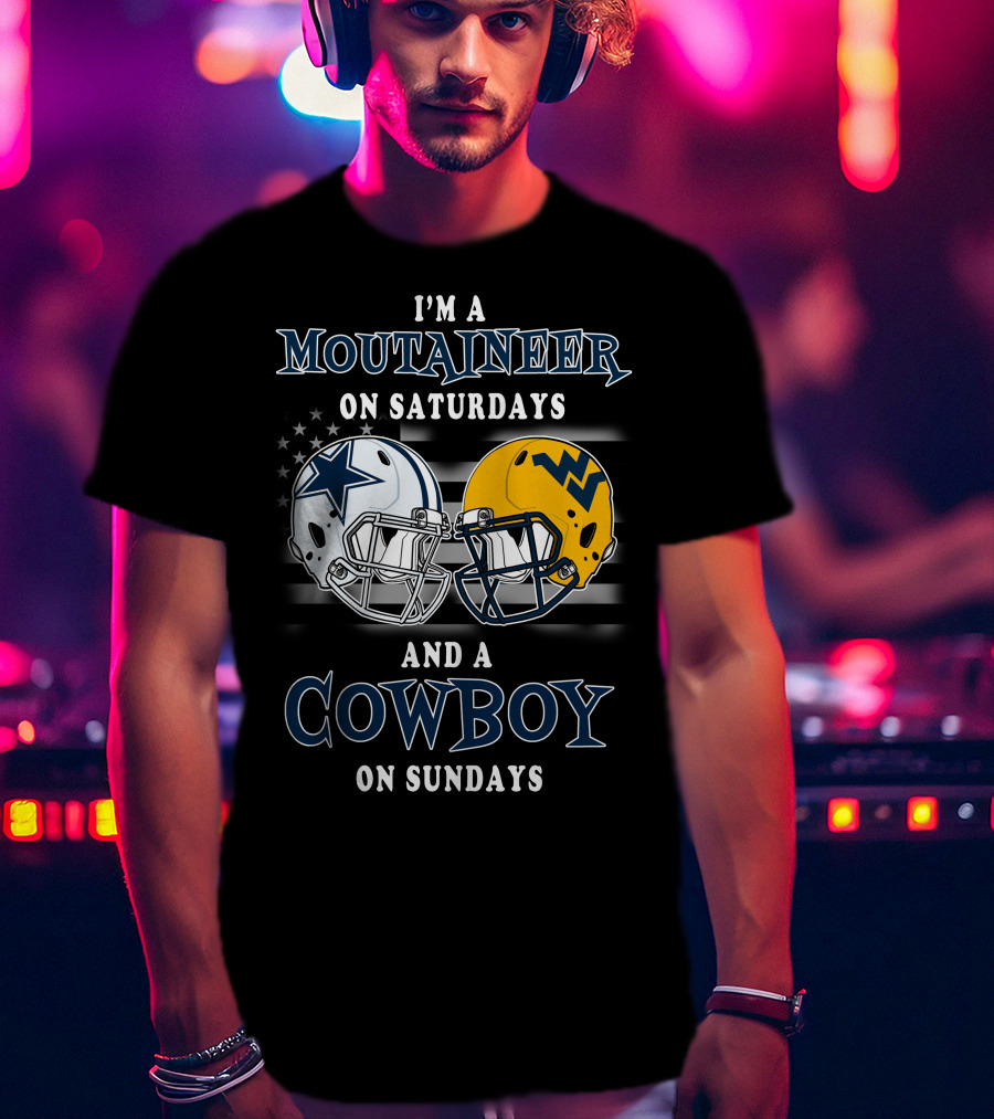 I'm A Mountaineer On Saturdays And A Cowboy On Sundays Helmet T-Shirt