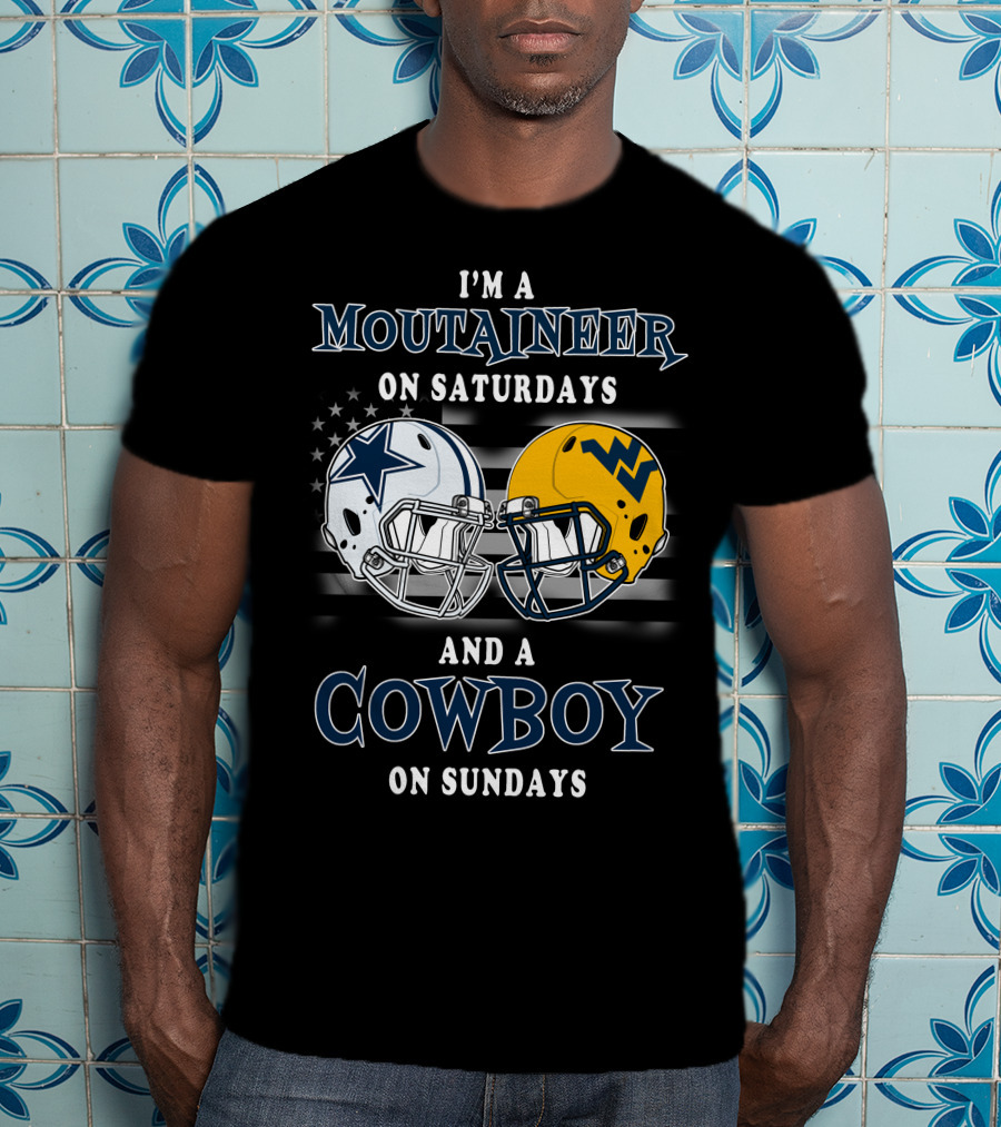 I'm A Mountaineer On Saturdays And A Cowboy On Sundays Helmet T-Shirt
