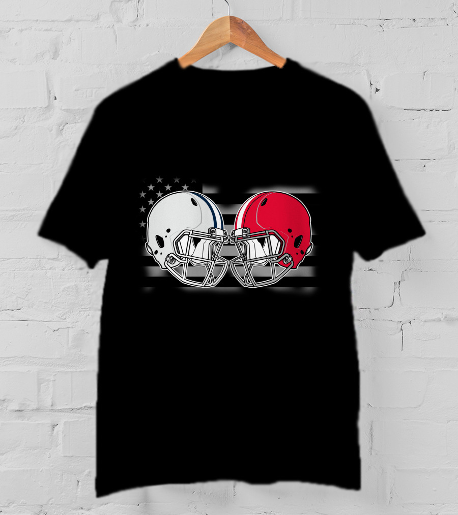 Cow Bul Football Helmets American Flag T-Shirt