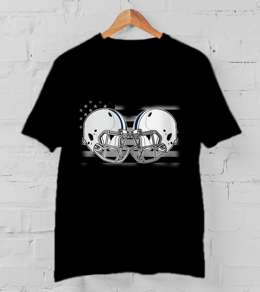 Cow Cava American Football Helmets United States Flag T-Shirt