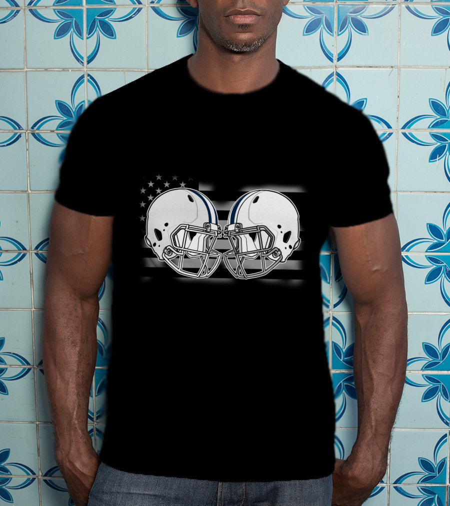 Cow Cava American Football Helmets United States Flag T-Shirt