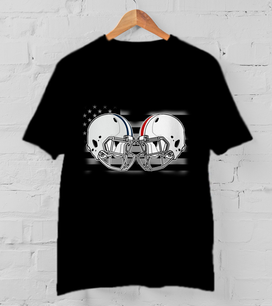 Cowboys Cornhuskers Football Rivalry Helmets American Flag T-Shirt
