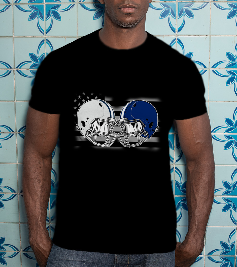 Cow Lions American Flag Football Helmets T-Shirt
