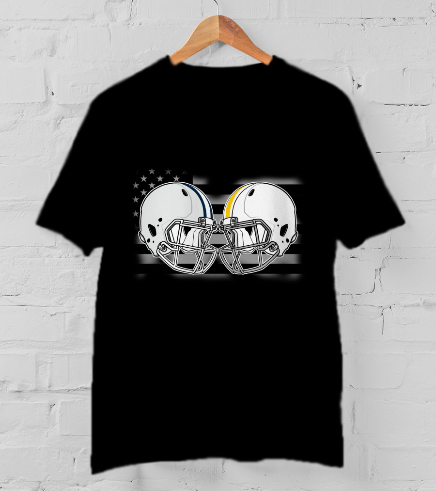 American Flag Football Helmets Cow Wyo T-Shirt